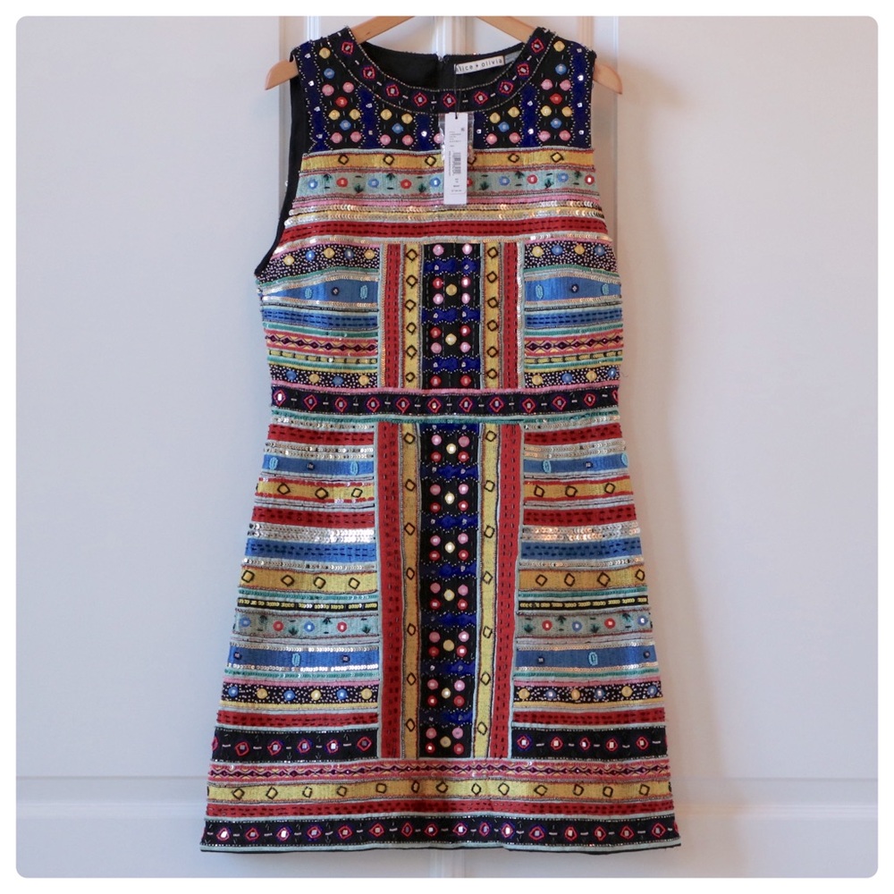 ALICE + OLIVIA Embroidered Embellished Dress - Picture 6 of 11